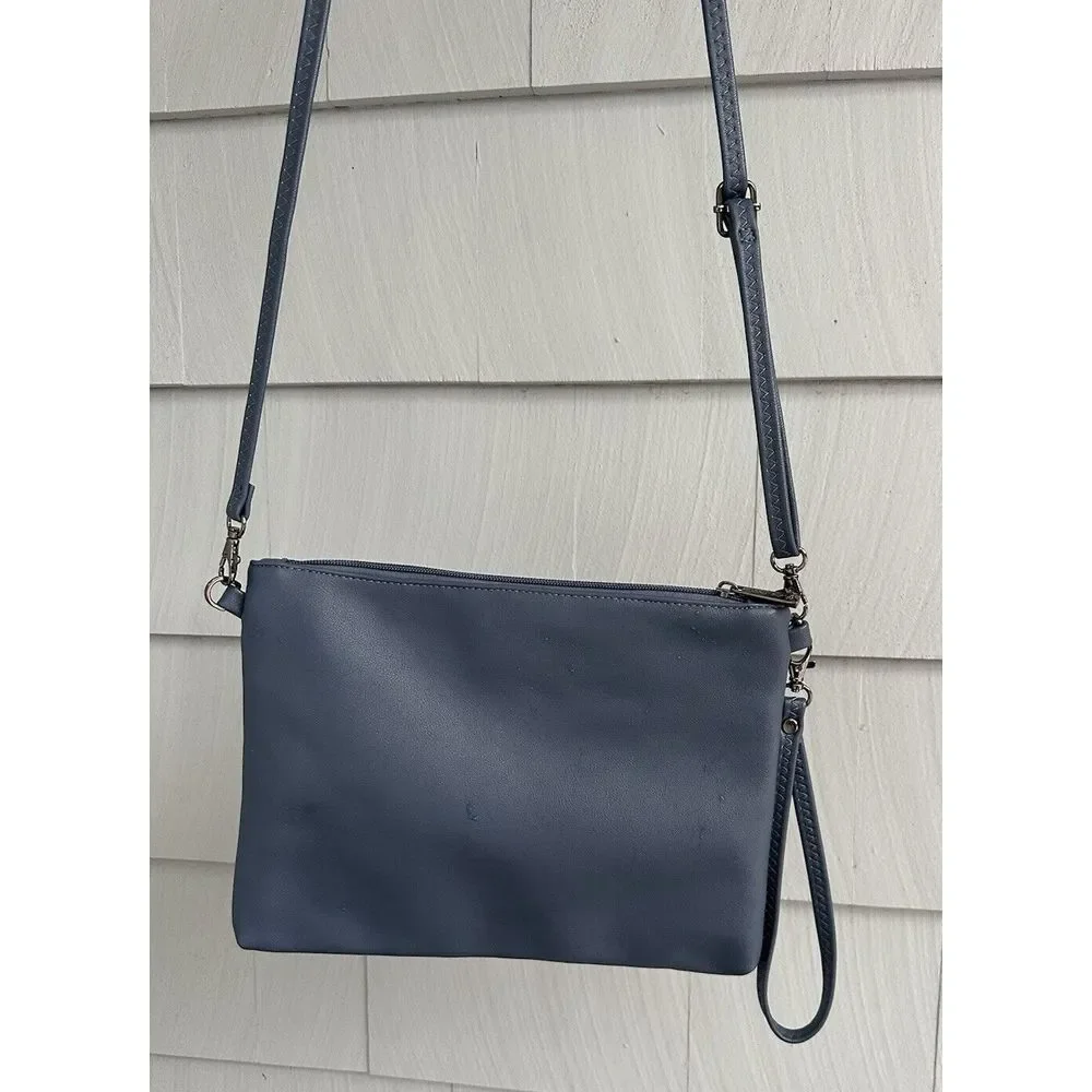 PIxie Mood Nicole Pouch‎ Blue Vegan Leather & Cork Convertible Crossbody Bag